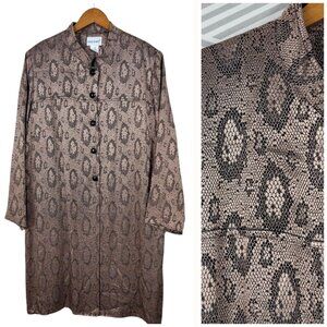 Vintage Long Jacket Coat Plus Size 20/22 Gold Bronze Snake Print Alt Blazer 22W